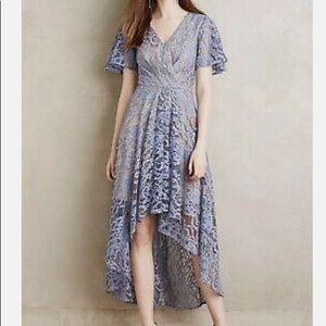 Anthropologie Moulinette Souers Genevieve High Low Lavender Lace Dress sz 4